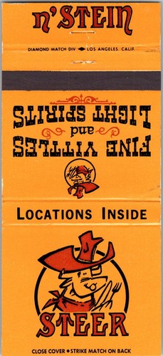 Vintage matchbook cover steer - vintage,