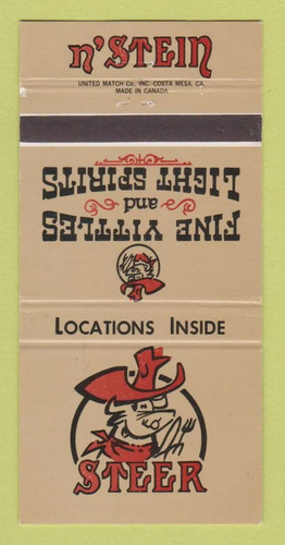 Matchbook cover steer - matchbook,