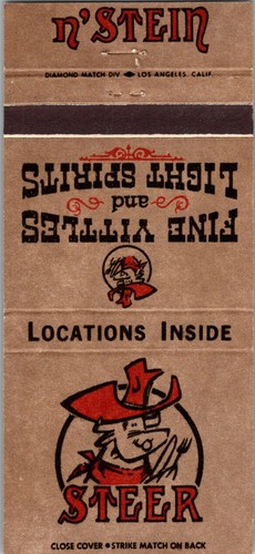 Vintage matchbook cover steer - matchbook,