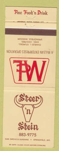Matchbook cover steer n - steer,