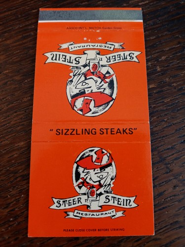 Vintage matchcover steer n - vintage,