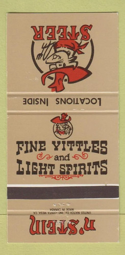 Matchbook cover steer n - matchbook,