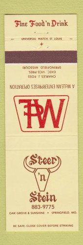 Matchbook cover steer - matchbook, n