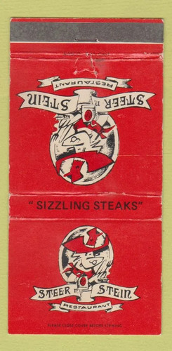 Matchbook cover steer n - matchbook,